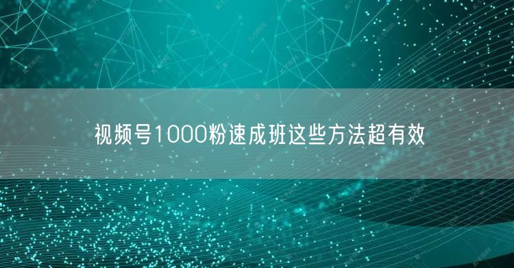 视频号1000粉速成班这些方法超有效
